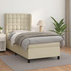 vidaXL Boxspring met matras kunstleer crèmekleurig 90x200 cm, Verzenden, Nieuw