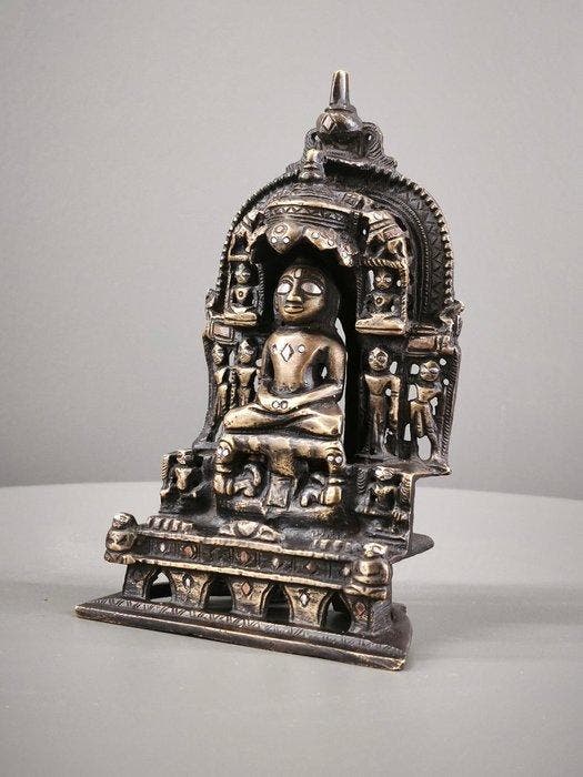 Laatste Vaghela-dynastie Brons Zeldzaam Navatirthika-altaar, Antiek en Kunst, Antiek | Overige Antiek