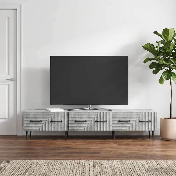 vidaXL TV Kast met lade Betongrijs 147 x 34,5 x 30 cm, Huis en Inrichting, Kasten |Televisiemeubels, Nieuw, Verzenden