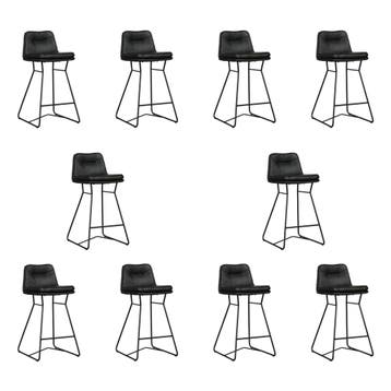 Set van 10 Leren barkrukken Candy laag - Hermes Nero, 60 tot 90 cm, Nieuw, Leer, Ophalen of Verzenden