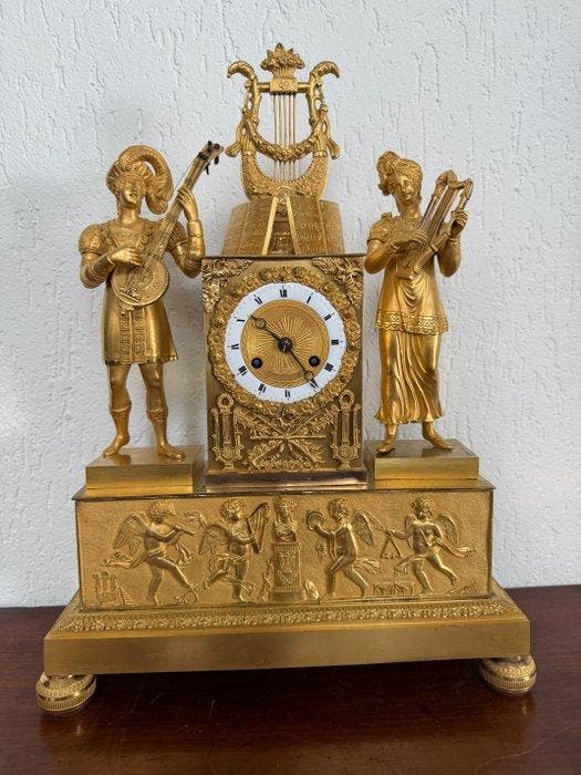 Pendule Empire Brons - 1800-1850 - Touwtjesslinger regulatie, Antiek en Kunst, Antiek | Klokken