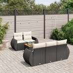 vidaXL 6-delige Loungeset met kussens poly rattan zwart, Verzenden, Loungeset