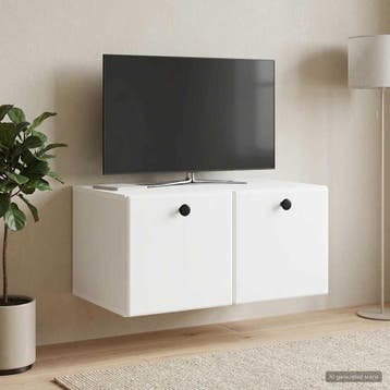vidaXL Wandmontage TV-kast 59,5 x 41 x 30 cm Wit Bewerkt, Verzenden, Nieuw