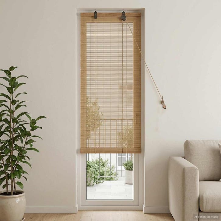 vidaXL Rolgordijn Bruin 50 x 220 cm Bamboe, Huis en Inrichting, Stoffering | Gordijnen en Lamellen, Nieuw, Verzenden