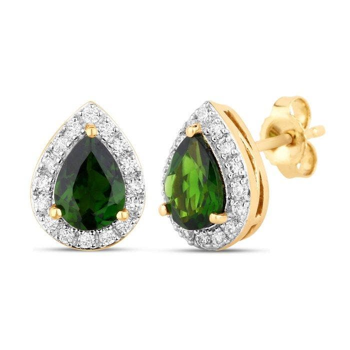Oorbellen - 14 karaat Geel goud - 1.50ct. tw. Natuurlijke, Handtassen en Accessoires, Oorbellen