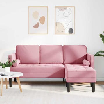 vidaXL bank / zetelstel met kussen Roze Polyester, Verzenden, Nieuw