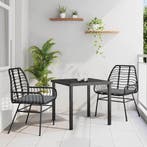 vidaXL Tuin Eettafel Set 3 pcs Zwart poly rattan, Tuin en Terras, Verzenden, Nieuw