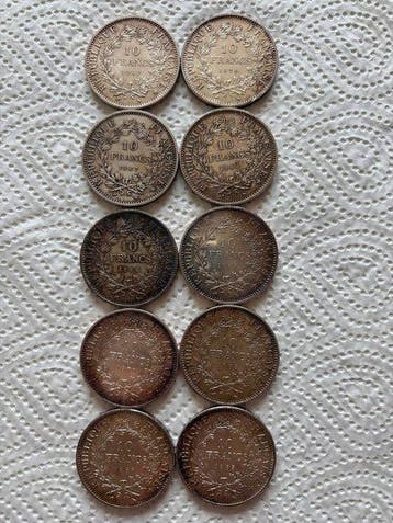 Frankrijk. 10 Francs 1965/1970 Hercule (lot of 10 silver, Postzegels en Munten