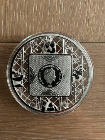 Îles Salomon. 5 Dollars 2021, The Filigree Panda, 2 Oz