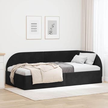 vidaXL Hoek Bed Frame met hoofdeinde Zwart 90 cm x 200 cm, Verzenden, Nieuw