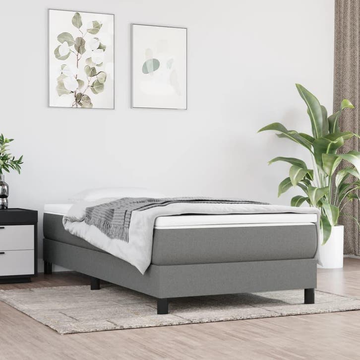 vidaXL Boxspring bed 100x200 cm stof donkergrijs, Huis en Inrichting, Slaapkamer | Bedden, Nieuw, Verzenden