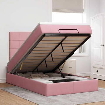 vidaXL Ottoman bed met matrassen 120x200cm fluweel roze, Verzenden