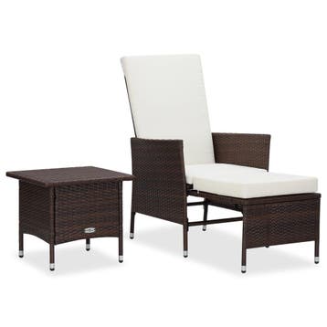 vidaXL 2-delige Loungeset met kussens poly rattan bruin, Verzenden, Nieuw, Loungeset