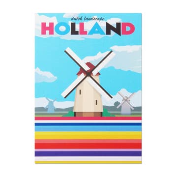 A6 postcard Holland Dutch landscape, Tulip fields & Mill, Ophalen of Verzenden, Nieuw