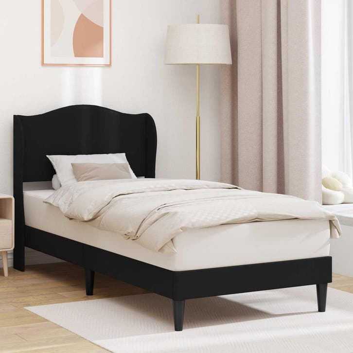 vidaXL Bedframe met hoofdeinde Zwart 90 x 200 cm Kunstleer, Maison & Meubles, Chambre à coucher | Lits, Envoi