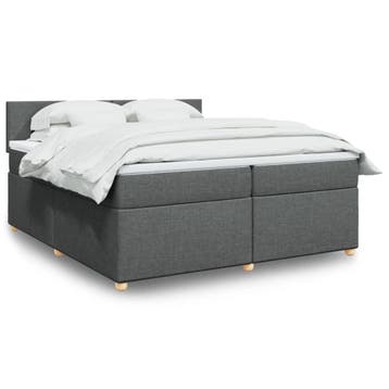 vidaXL Boxspring met matras stof donkergrijs 200x200 cm, Huis en Inrichting, Verzenden, Nieuw