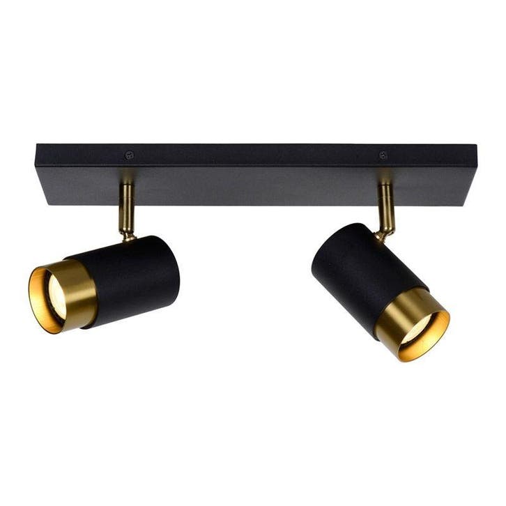 Lucide FLORIS - Plafondspot - 2xGU10 - Zwart, Maison & Meubles, Lampes | Spots, Envoi