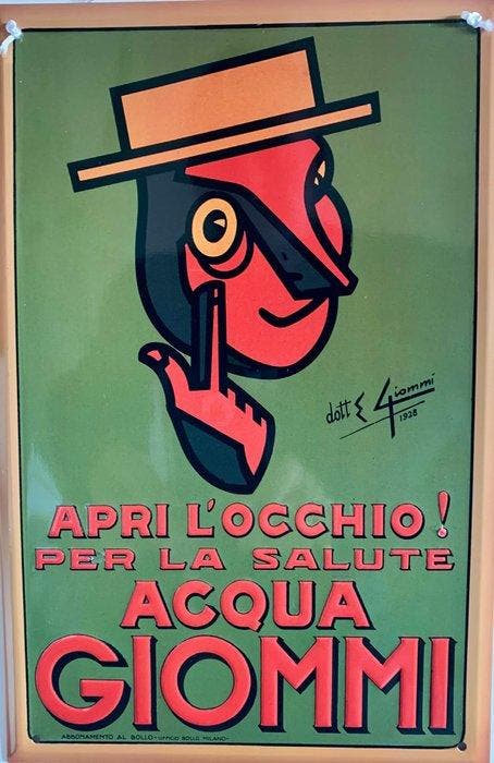 Acqua Giommi - Wandbord - Aluminium, Metaal, Antiek en Kunst, Antiek | Wandborden en Tegels