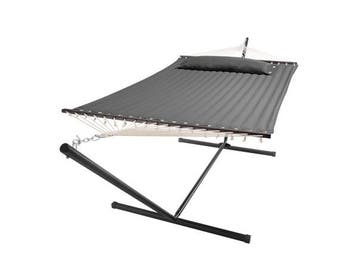 Veiling - Hangmat - Antraciet - Incl. Onderstel & Kussen, Tuin en Terras, Hangmatten, Nieuw