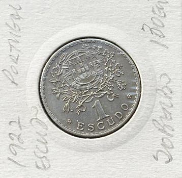 Portugal. 1 Escudo 1927 - Data Escassa / Primeiro Ano da