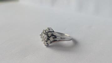 Bague - 14 carats Or blanc Diamant (Naturelle) - Diamant