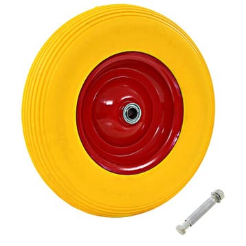 vidaXL Kruiwagenwiel met as 4,00-8 390 mm massief PU, Verzenden