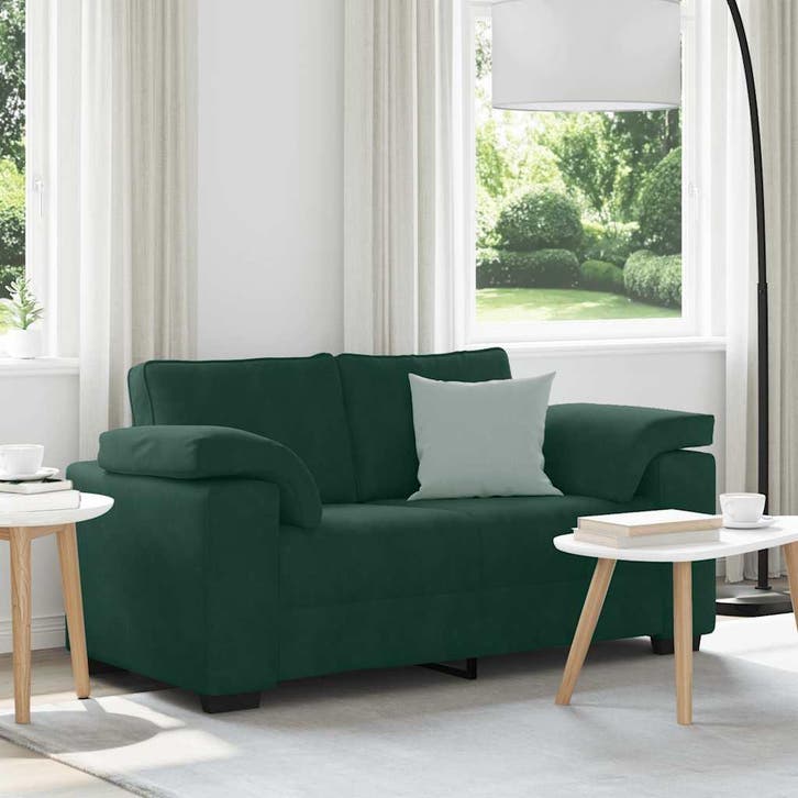 vidaXL Loveseat Sofa Donkergroen 160x77x82 cm Fluweel, Huis en Inrichting, Zetels | Zetels, Nieuw, Verzenden