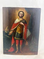 Icône - Saint Alexandre Nevski - Bois, Antiquités & Art