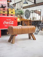 Handcrafted Gym Pommel Horse bench - Cognac Brown - 88 cm