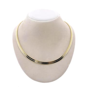 Bicolor gouden omega schakelcollier (Ketting), Ophalen of Verzenden, Gebruikt, Overige kleuren, Goud