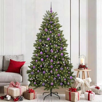 vidaXL Kunstkerstboom 210 cm 300 LEDs Warmwit PVC en Staal, Verzenden, Nieuw