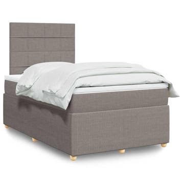 vidaXL Boxspring met matras stof taupe 120x200 cm, Verzenden