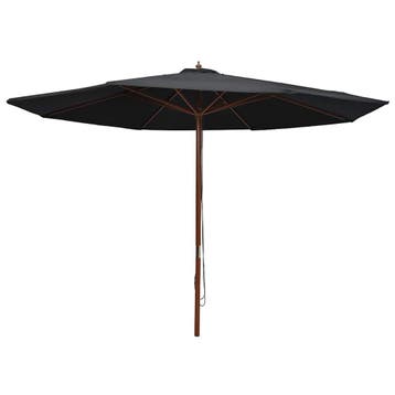 vidaXL Parasol met houten paal 350 cm zwart, Verzenden