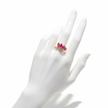 Ring - 14 karaat Geel goud - 2.76ct. tw. Robijn - Diamant, Nieuw