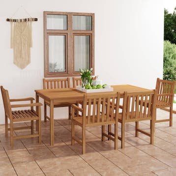 vidaXL 7-delige tuinset 200x100 cm massief teakhout, Verzenden, Nieuw, Tuinset