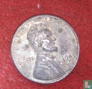 Verenigde Staten 1 cent 1943 (staal bekleed met zink - D), Verzenden, Losse munt