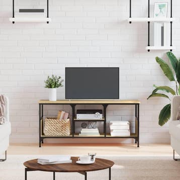 vidaXL Tv-meubel 100x33x45 cm bewerkt hout en ijzer sonoma, Verzenden, Nieuw