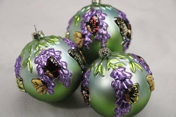 B.Müller: Vlinders op vlinderstruik kerstbal, super mooi en, Nieuw