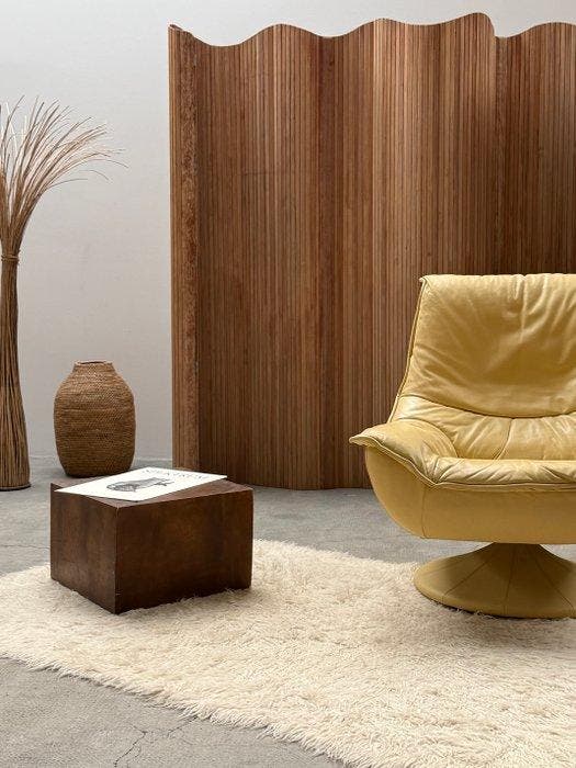 Fauteuil - „Tulp“ - Leder - draaistoel, Antiek en Kunst, Antiek | Meubels | Stoelen en Sofa's