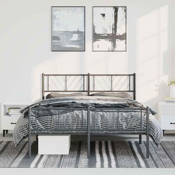 vidaXL Bedframe met hoofd- en voeteneinde metaal zwart, Verzenden, Nieuw