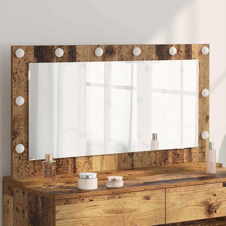 vidaXL Make-up Spiegel Rechthoekig Oudhout 100 x 55 x 18 cm, Huis en Inrichting, Woonaccessoires | Spiegels, Nieuw, Verzenden