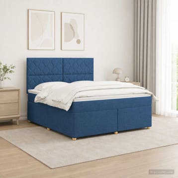 vidaXL Boxspringbed met matras met hoofdeinde Blauw 160 x, Verzenden