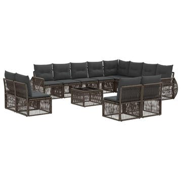 vidaXL Tuinbank Set 13 pcs Grijs en Donkergrijs poly rattan, Verzenden, Nieuw
