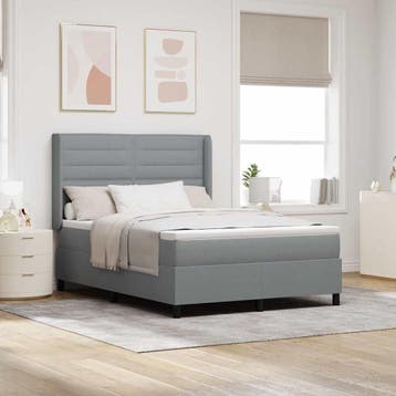 vidaXL Boxspring bed met kussen Lichtgrijs 190 x 140 cm Stof, Verzenden, Nieuw
