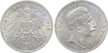 Duitsland 3 Mark Preussen Pruisen 1910 A vz/stgl minimale..., Verzenden, België