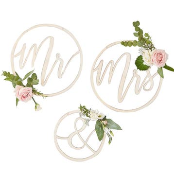 Bruiloft Hangdecoratie Mr&Mrs Hout 3st, Verzenden, Nieuw