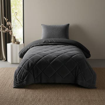 Lazy all-in-one dekbed Teddy fur - antraciet - 140 x 200 cm, Verzenden