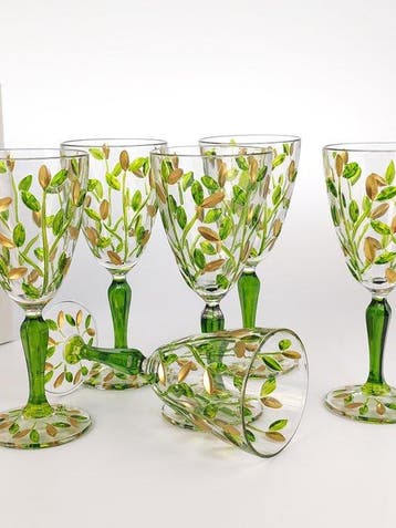 Secoloventesimo - Kelk (6) - Leaves green golden chalice -