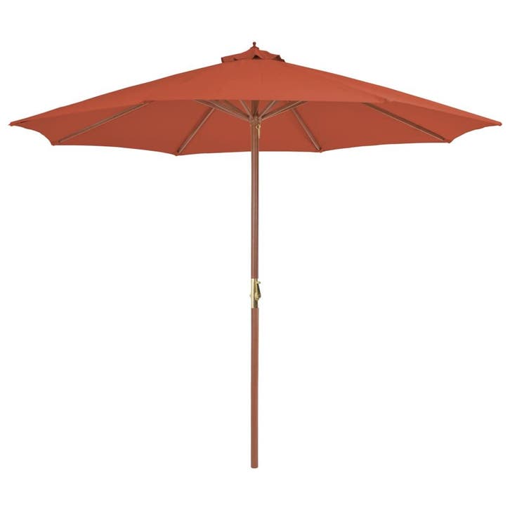 vidaXL Parasol met houten paal 300 cm terracotta, Tuin en Terras, Parasols, Nieuw, Verzenden