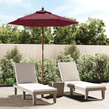 vidaXL Parasol met houten paal 196x231 cm bordeauxrood, Verzenden, Nieuw